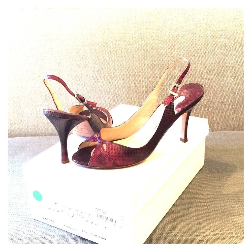Luciano Padovan Karung snake sling backs
